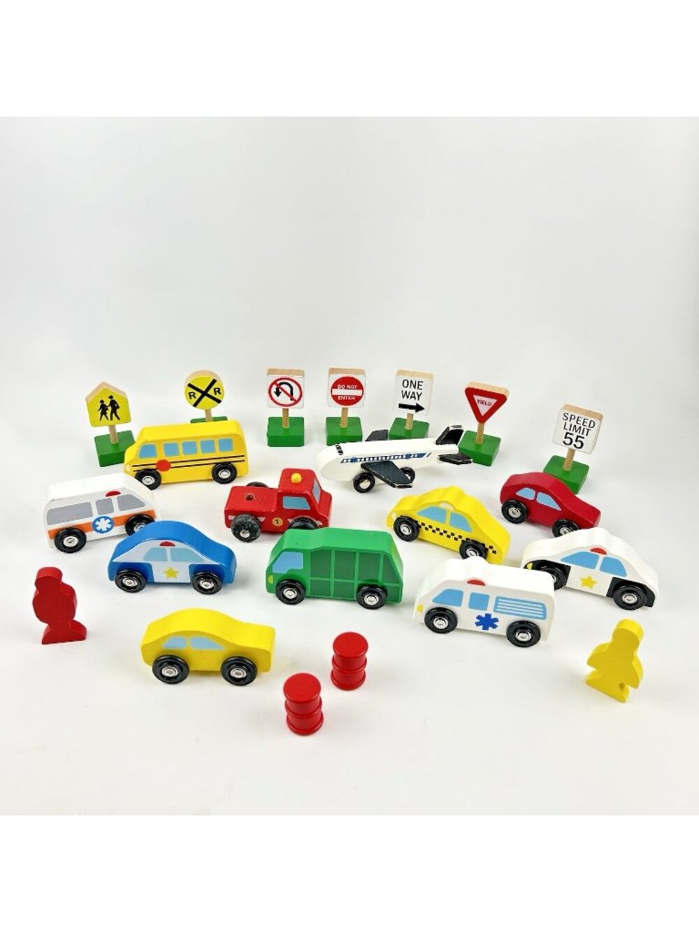 Melisa & Doug Wood Vehicles & Signs Mixed Lot Cars Trucks Plane Bus Toys